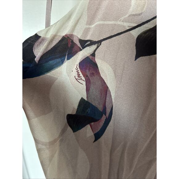 Trina Turk Kahlo Floral Print Silk Layered Maxi Dress Sleeveless XS Taupe Win - Picture 6 of 16